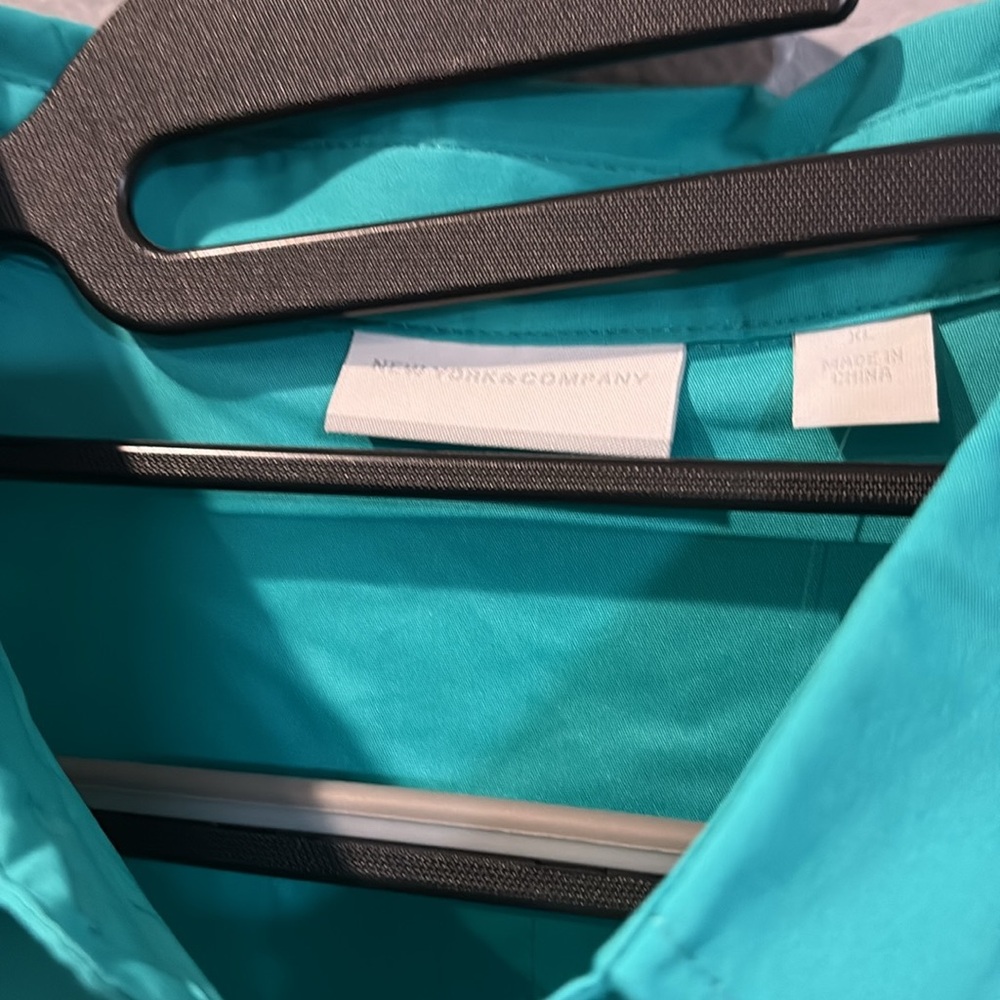 New York & Company Turquoise Button-Down Shirt - Picture 2 of 3